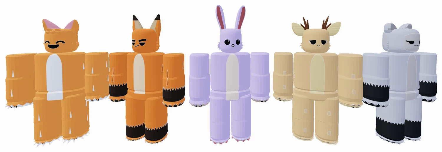 Five Whimsy World avatars with different expressions.
